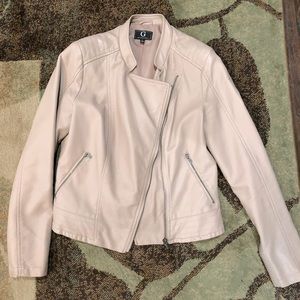 Nude/Cream/ Pale pink faux leather moto jacket, G by Giuliani